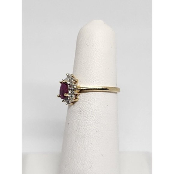 10K YELLOW GOLD RUBY & DIAMONDS RING  SIZE 4 - Picture 3 of 8